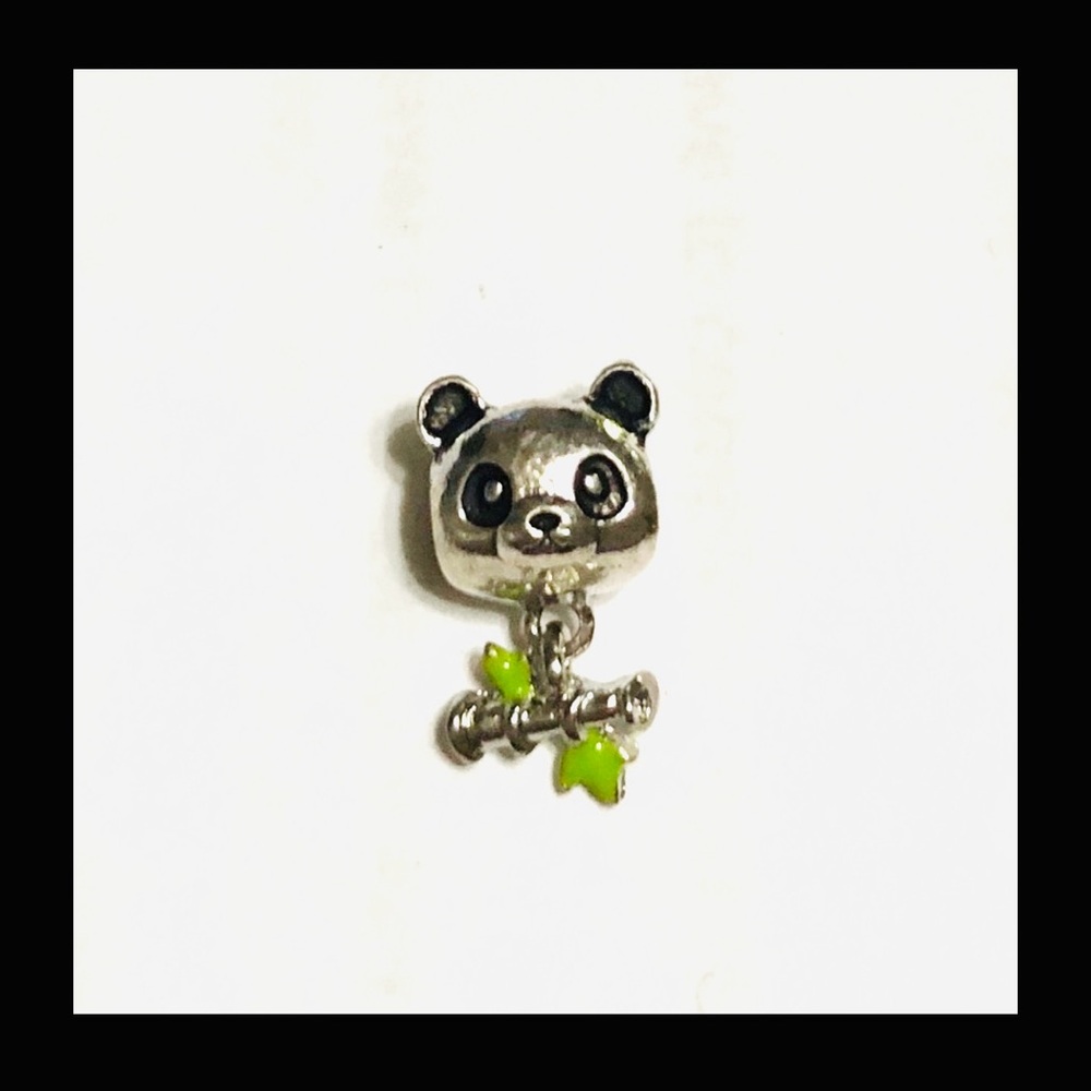 Panda w/leaf charm for European style bracelet